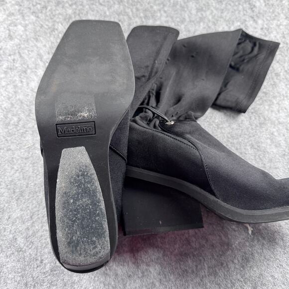 Madeline Women's 6M Black Square Toe Chunky Heel Sock Boot - Picture 4 of 5